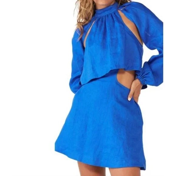 REVOLVE Dresses & Skirts - Sovere x REVOLVE - Azure Linen Tie-Back Mini Dress – XS – NWT